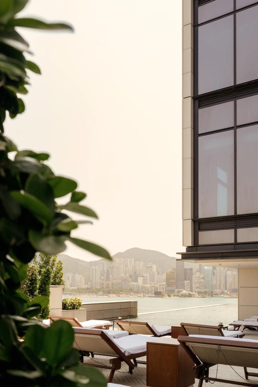 Rosewood Hong Kong terası ve Victoria Limanı